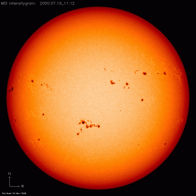 NASA image of sunspots
