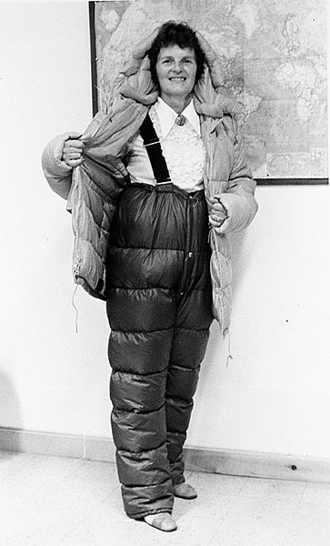 Ursula Marvin displaying her Antarctic gear