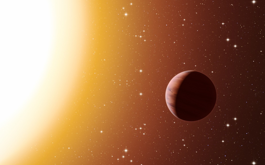 An artist’s impression of the a Jupiter-sized extrasolar planet similar to WASP-13b