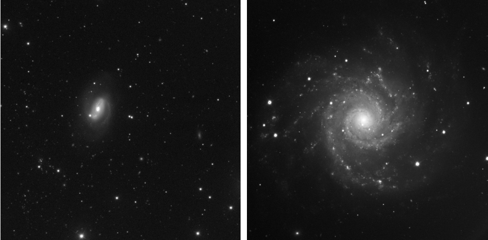 Comparing NGC23 (small) and M74 (large) galaxies
