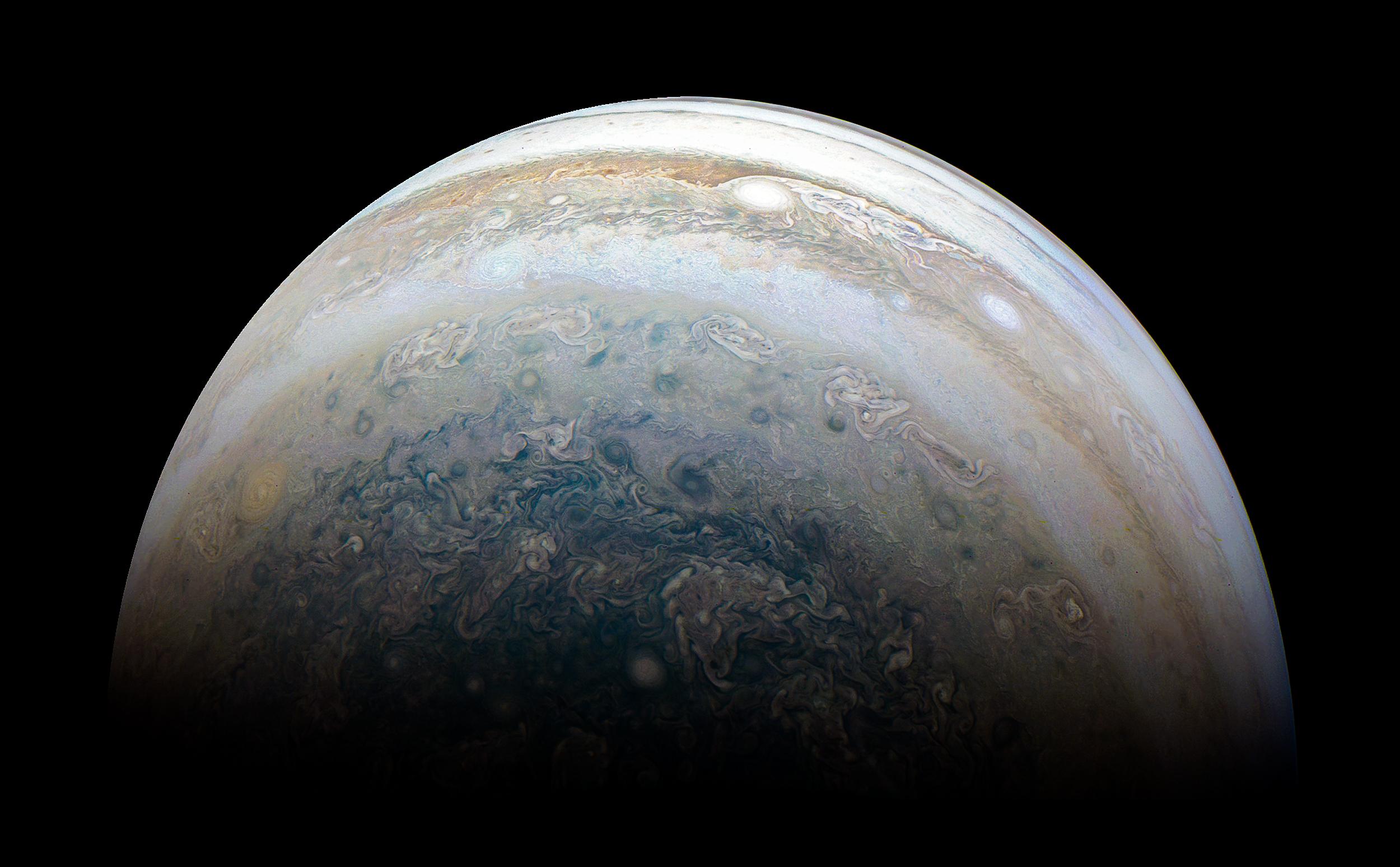 Image of Jupiter's surface taken by the Juno spacecraft. 