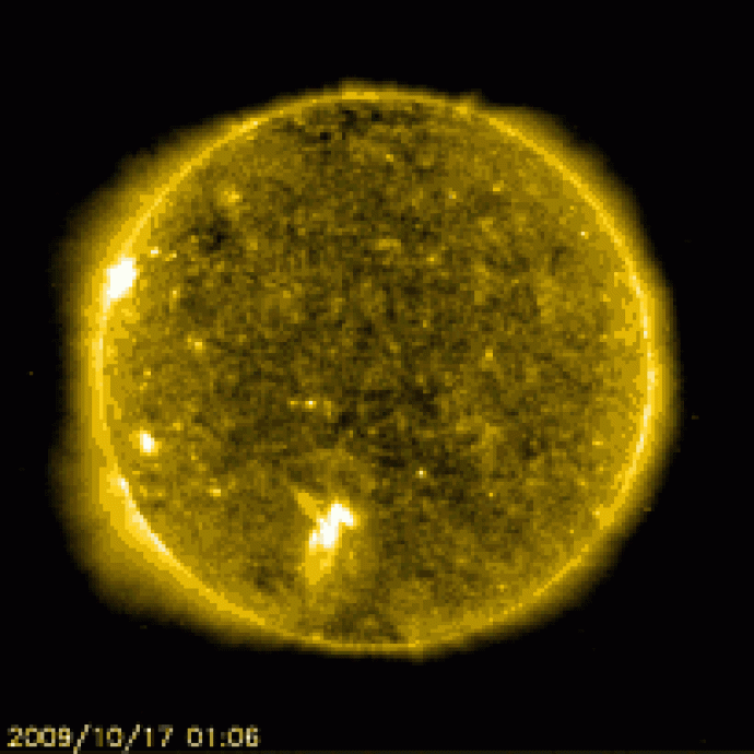 Animated image of the Sun showing solar activity and sunspots